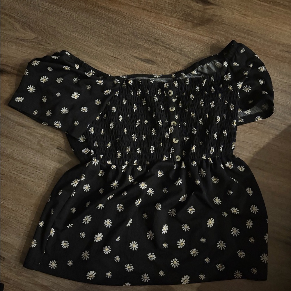 Floral Black Off-Shoulder Top